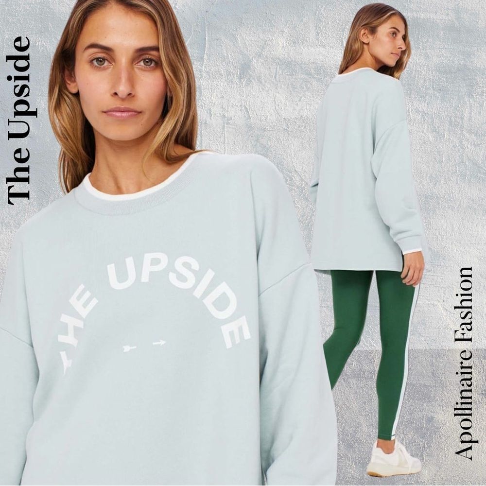 The Upside Austin Crew Neck in Light Sea Foam Green Sweatshirt Medium New